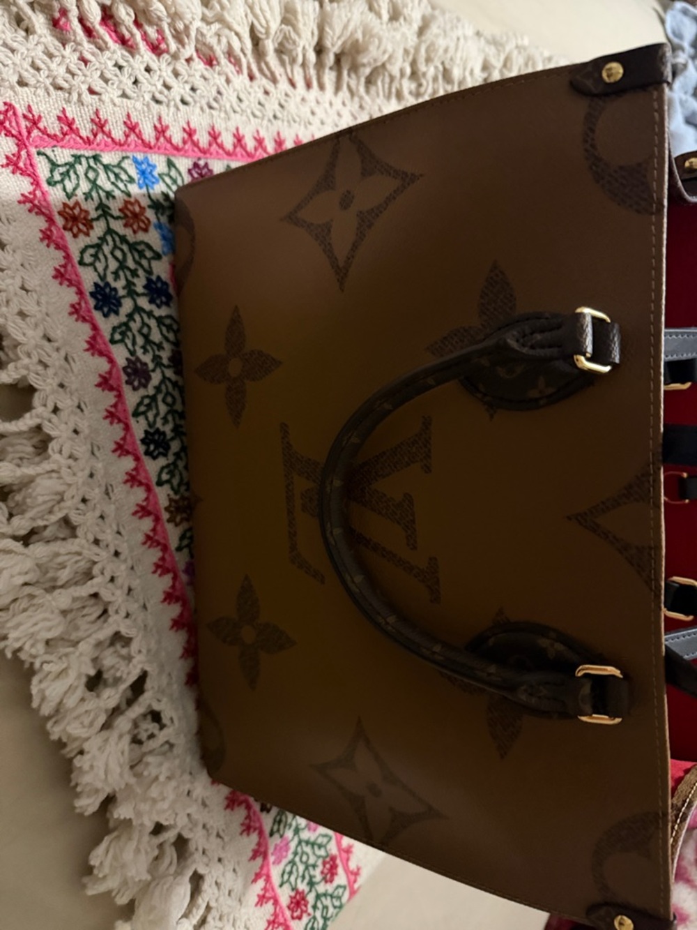 Louis Vuitton Brown Monogram Canvas Tote with Dark Handles